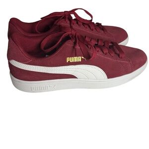 Puma Suede Maroon Sneakers with White Highlights